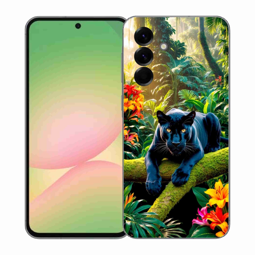 Zselés borítás mmCase Samsung Galaxy A57 5G - fekete párduc a dzsungelben