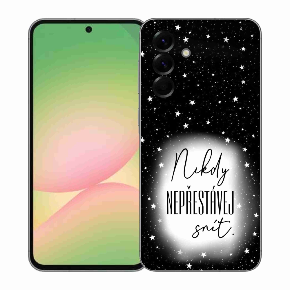 Gél borítás mmCase Samsung Galaxy A57 5G - idézet 1 fehér és fekete háttérrel