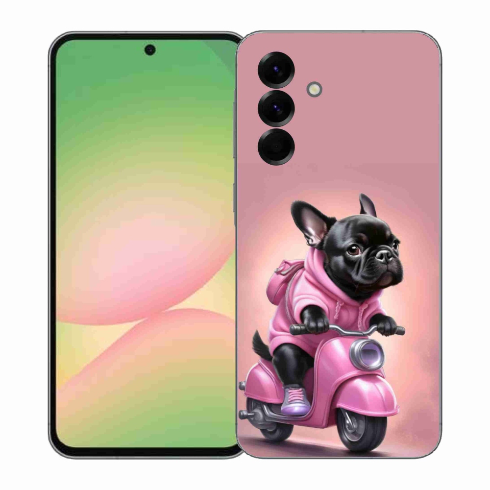 Zselés borítás mmCase Samsung Galaxy A57 5G - Francia bulldog egy robogón