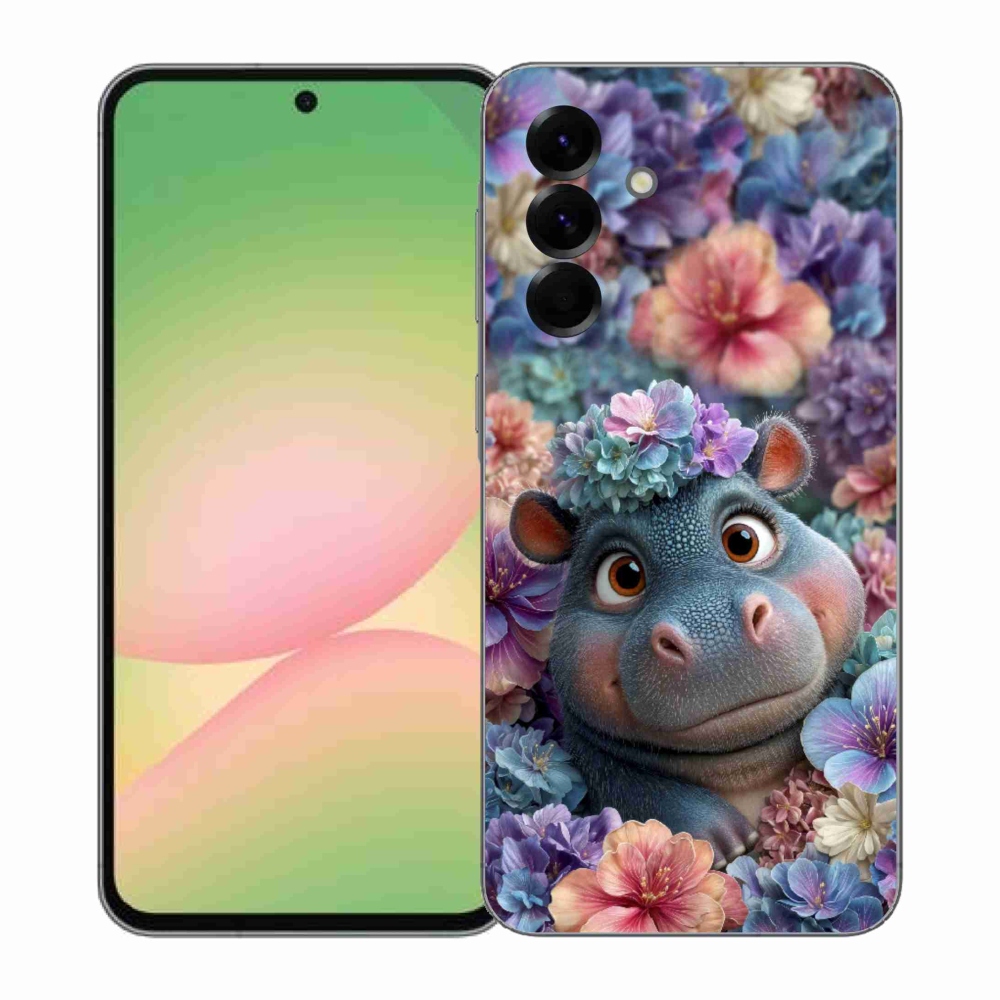 Zselés borítás mmCase Samsung Galaxy A57 5G - víziló virágokkal