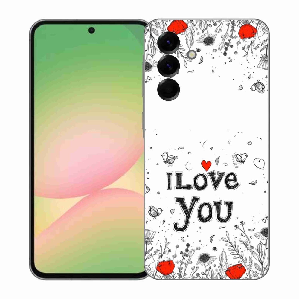 Gél borítás mmCase Samsung Galaxy A57 5G - I love you fehér háttérrel