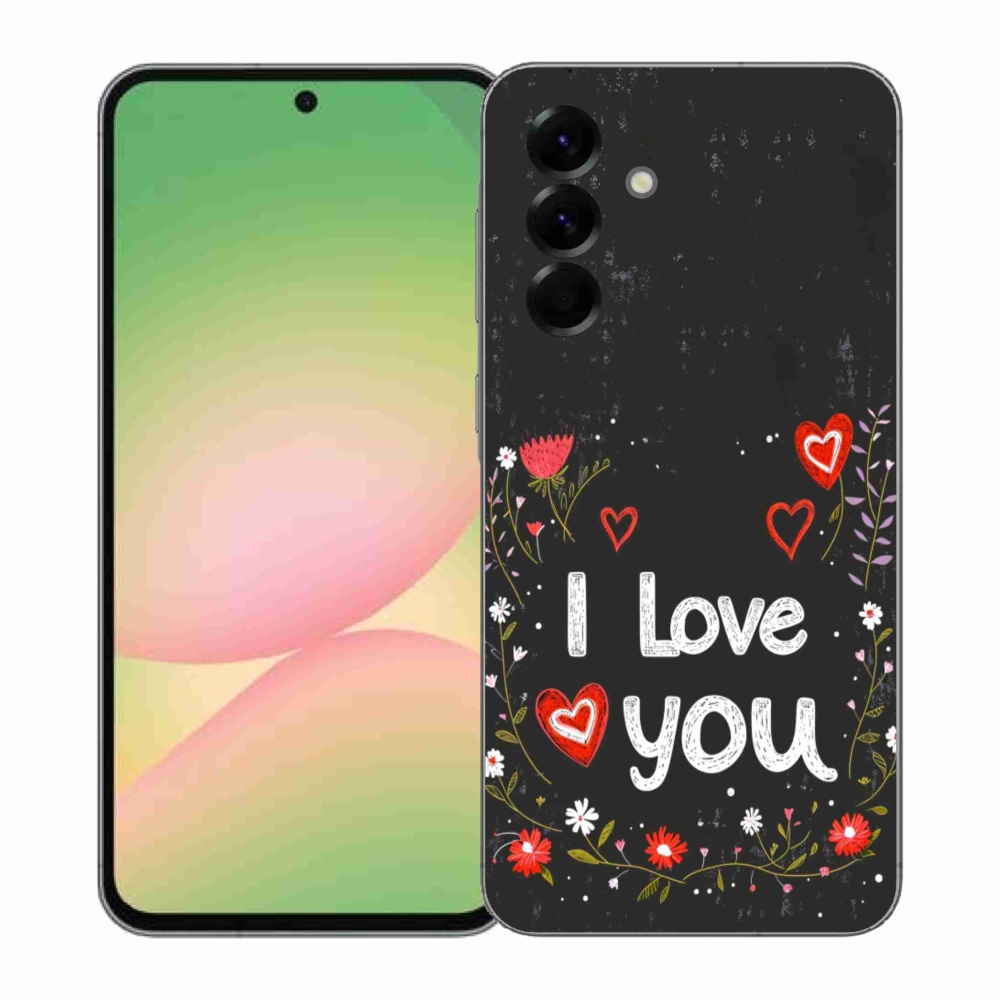 Gél borítás mmCase Samsung Galaxy A57 5G - I love you fekete háttérrel