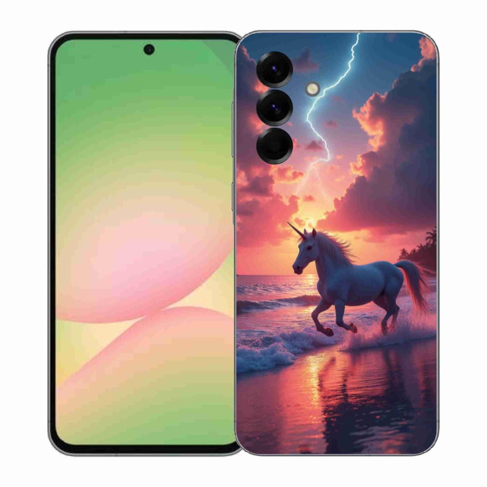 Zselés borítás mmCase Samsung Galaxy A57 5G - egyszarvú a tengerparton