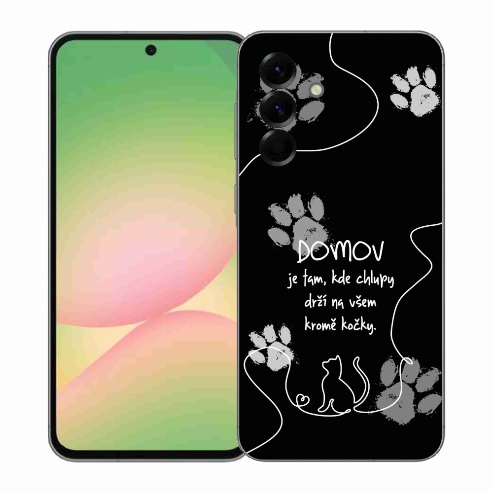 Gél borítás mmCase Samsung Galaxy A57 5G - macska motívum fekete háttérrel