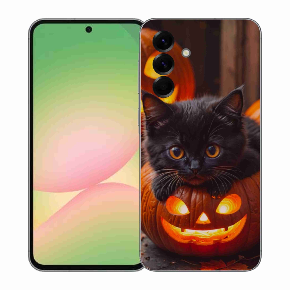 Gél borítás mmCase Samsung Galaxy A57 5G - cica és tök - Samsung Galaxy A57 5G számára