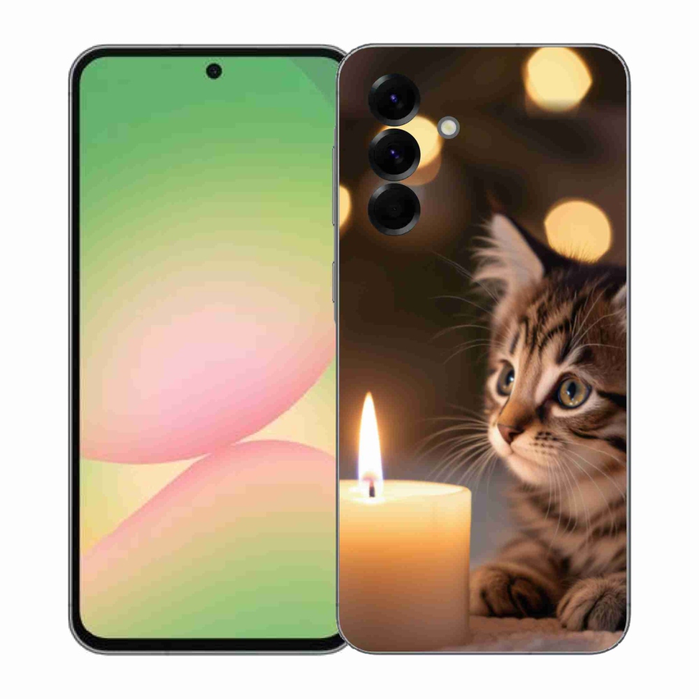 Gél borító mmCase Samsung Galaxy A57 5G - cica és gyertya - Samsung Galaxy A57 5G számára