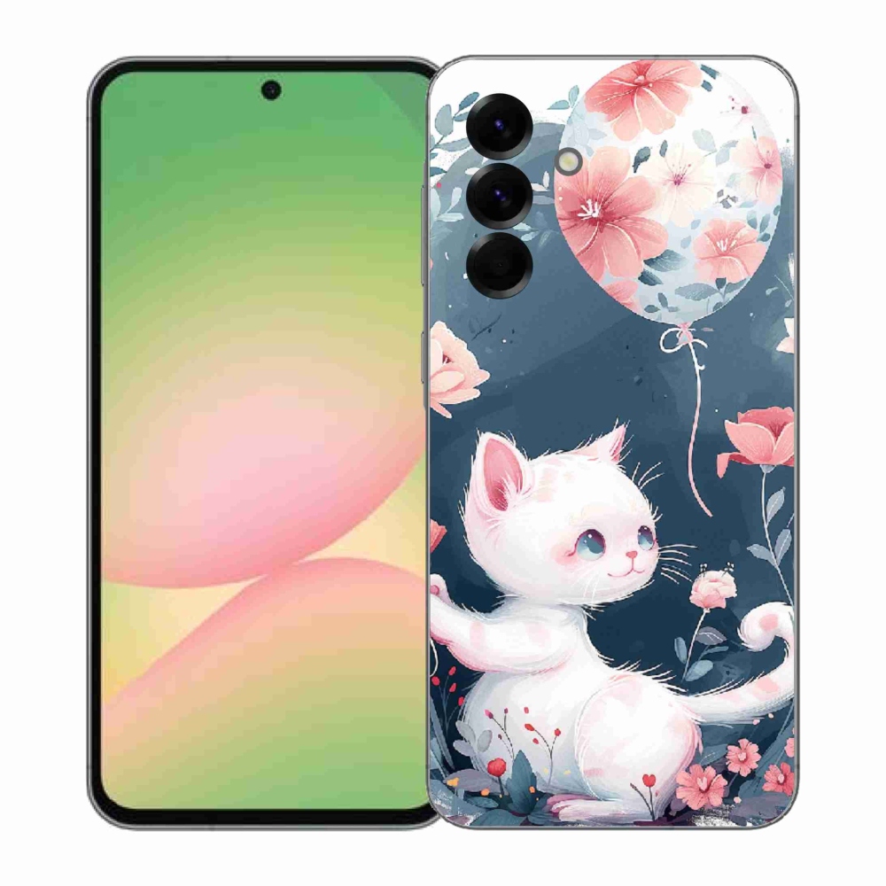 Gél borító mmCase Samsung Galaxy A57 5G - cica lufival mmCase Samsung Galaxy A57 5G-hez