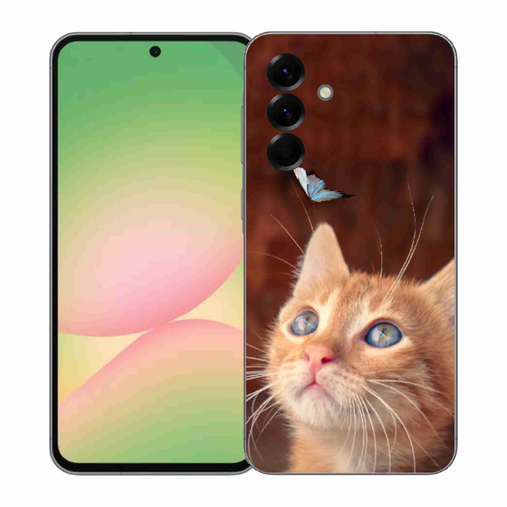 Gél borító mmCase Samsung Galaxy A57 5G - pillangó és cica - Samsung Galaxy A57 5G számára