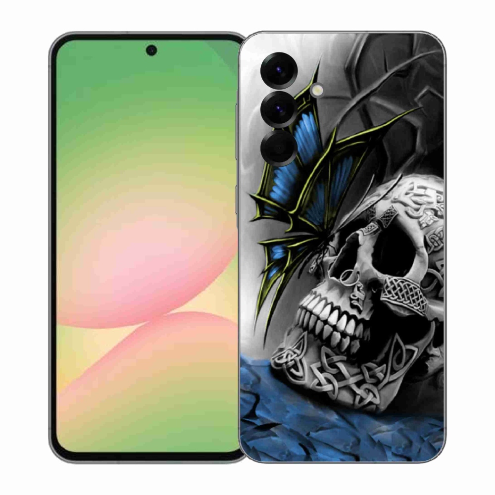 Gél borító mmCase Samsung Galaxy A57 5G - pillangó és koponya - Samsung Galaxy A57 5G számára