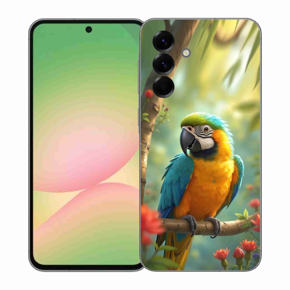 Zselés borítás mmCase Samsung Galaxy A57 5G - papagáj ara kék és sárga