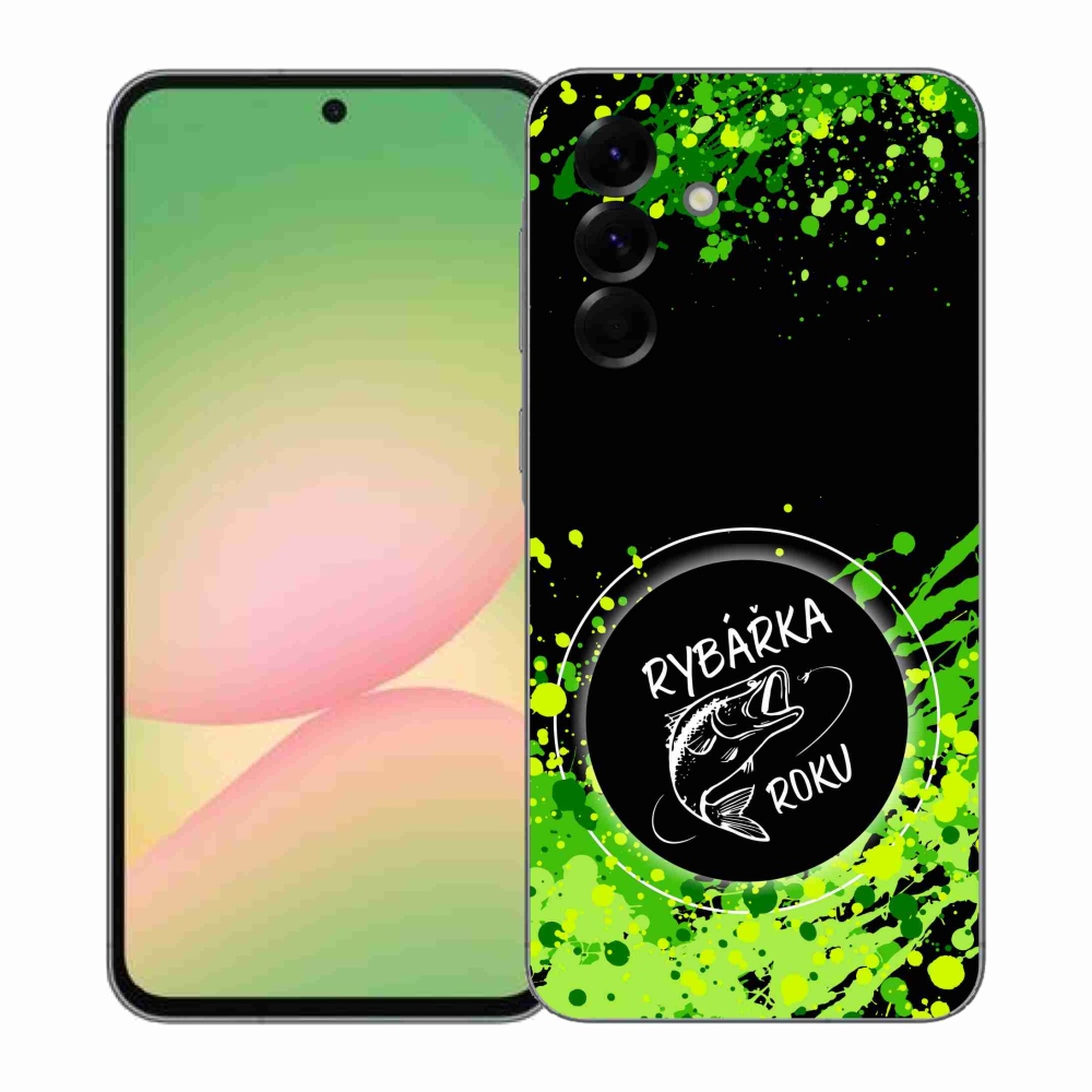 Zselés borítás mmCase Samsung Galaxy A57 5G - Az év horgásza fekete háttérrel