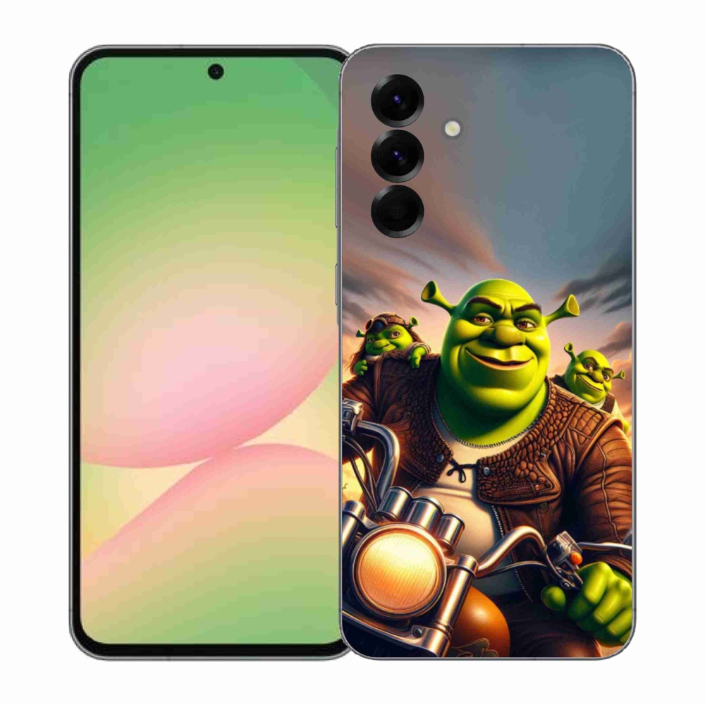 Zselés borítás mmCase Samsung Galaxy A57 5G - shrek egy motorkerékpárral