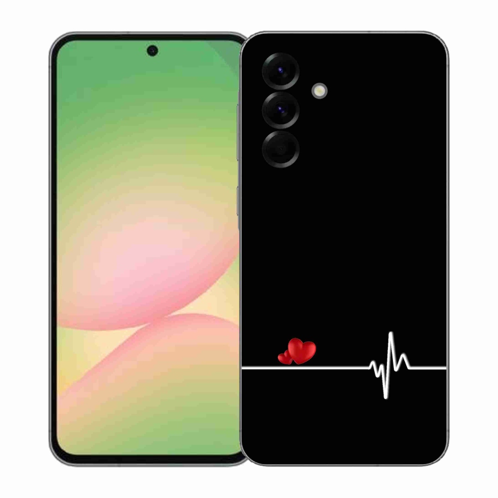Gél borítás mmCase Samsung Galaxy A57 5G - szív és szívverés fekete háttérrel