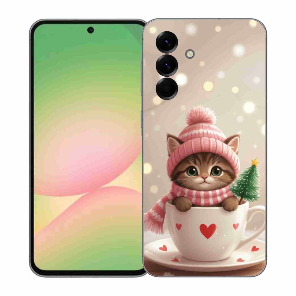 Gél borítás mmCase Samsung Galaxy A57 5G - Karácsonyi cica egy csészében