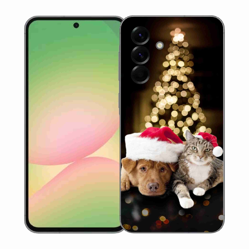 Gél borítás mmCase Samsung Galaxy A57 5G - Karácsonyi kutya és macska
