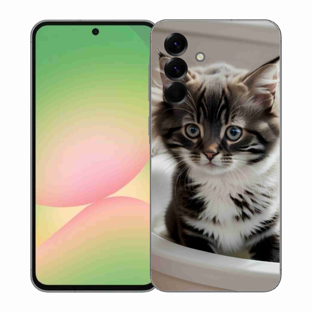 Gél borító mmCase Samsung Galaxy A57 5G - kíváncsi cica - Samsung Galaxy A57 5G számára