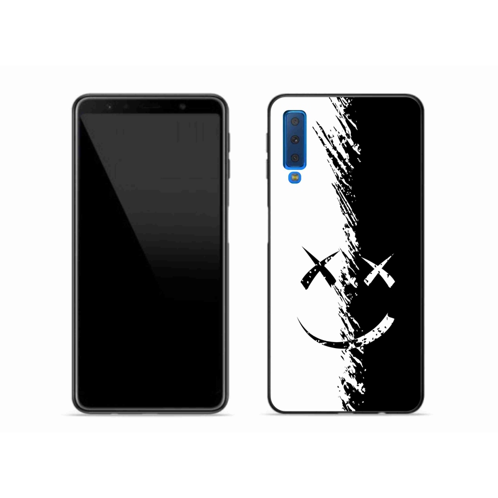 Zselés borítás mmCase Samsung Galaxy A7 2018 - fekete-fehér smiley
