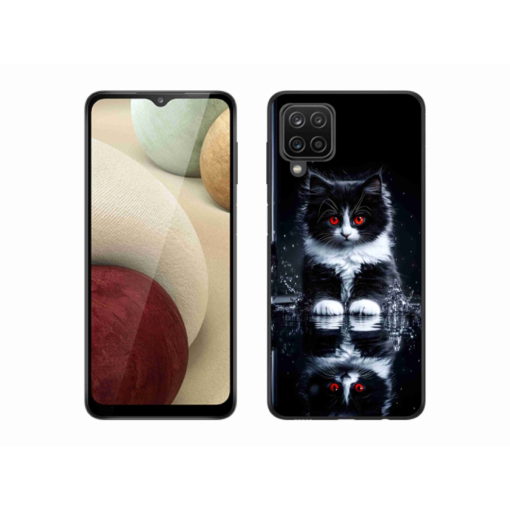 Zselés borítás mmCase Samsung Galaxy M12 készülékhez - fekete-fehér cica