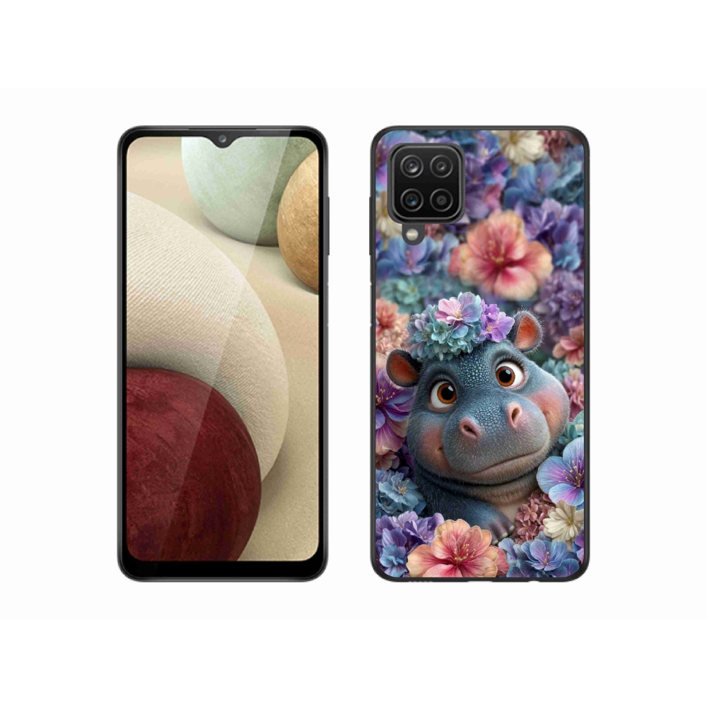 Zselés borító mmCase Samsung Galaxy M12 készülékhez - víziló virágokban
