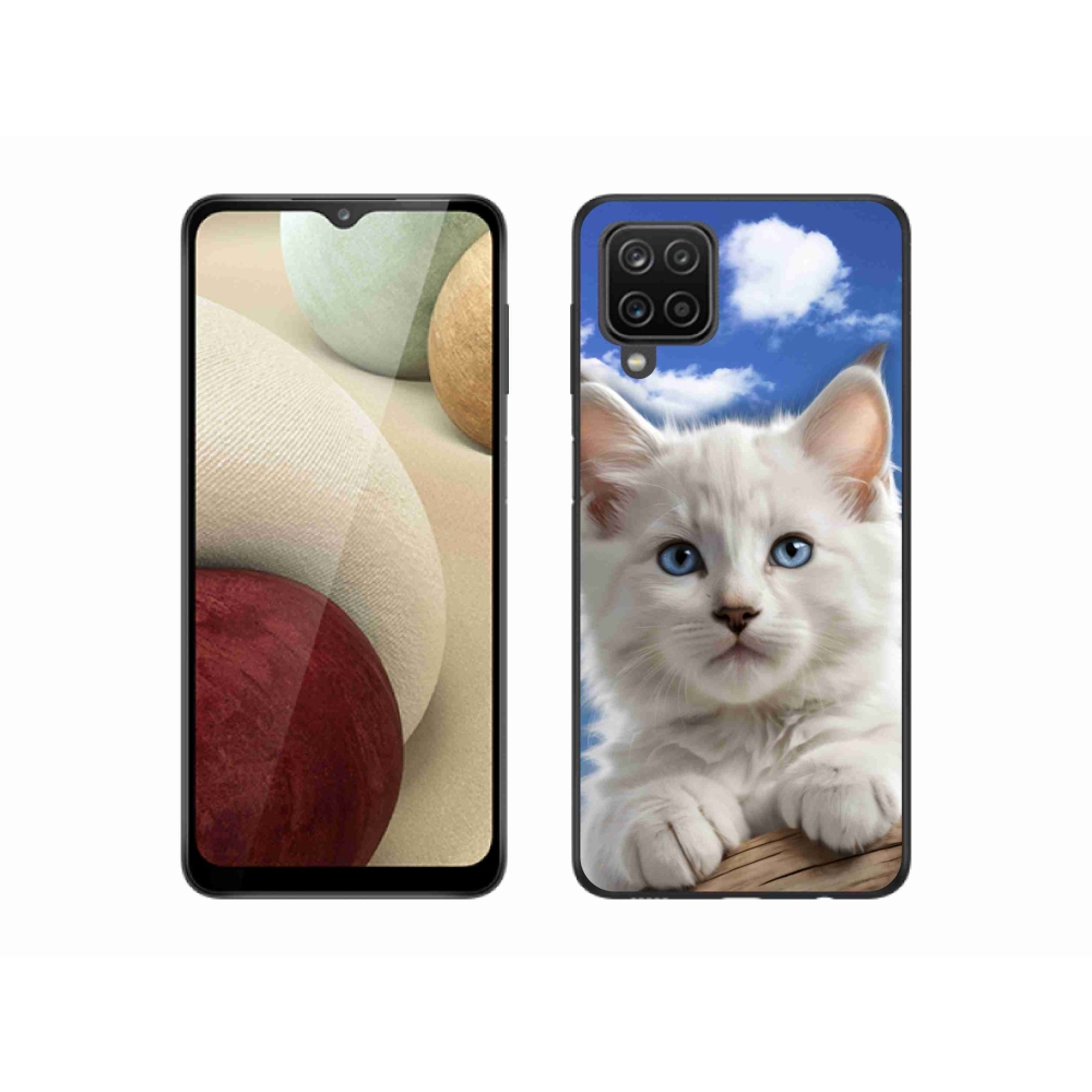 Gél borítás mmCase Samsung Galaxy M12 készülékhez - cica és felhők