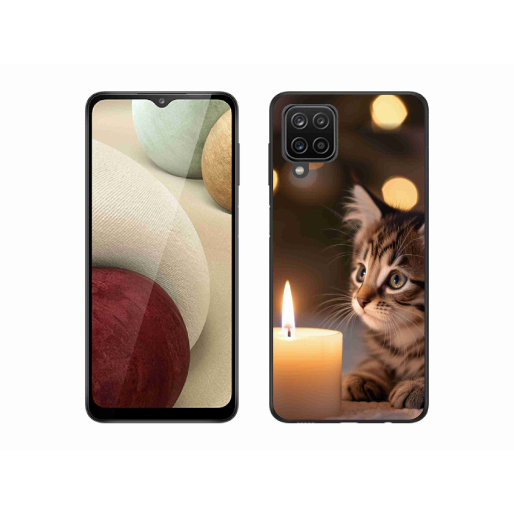 Gél borítás mmCase Samsung Galaxy M12 készülékhez - cica és gyertya
