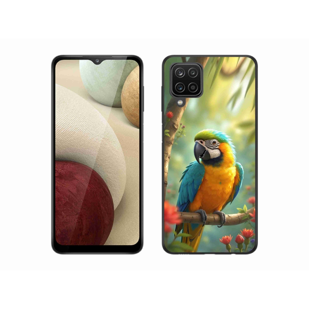 Zselés borítás mmCase Samsung Galaxy M12 - papagáj ara kék és sárga