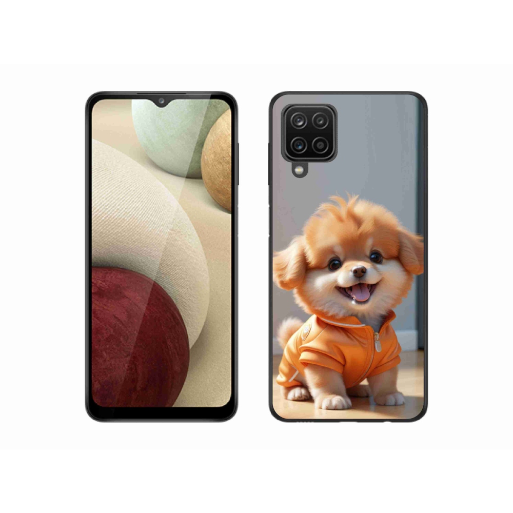 Zselés borítás mmCase Samsung Galaxy M12 készülékhez - aranyos pomerániai pulóverben