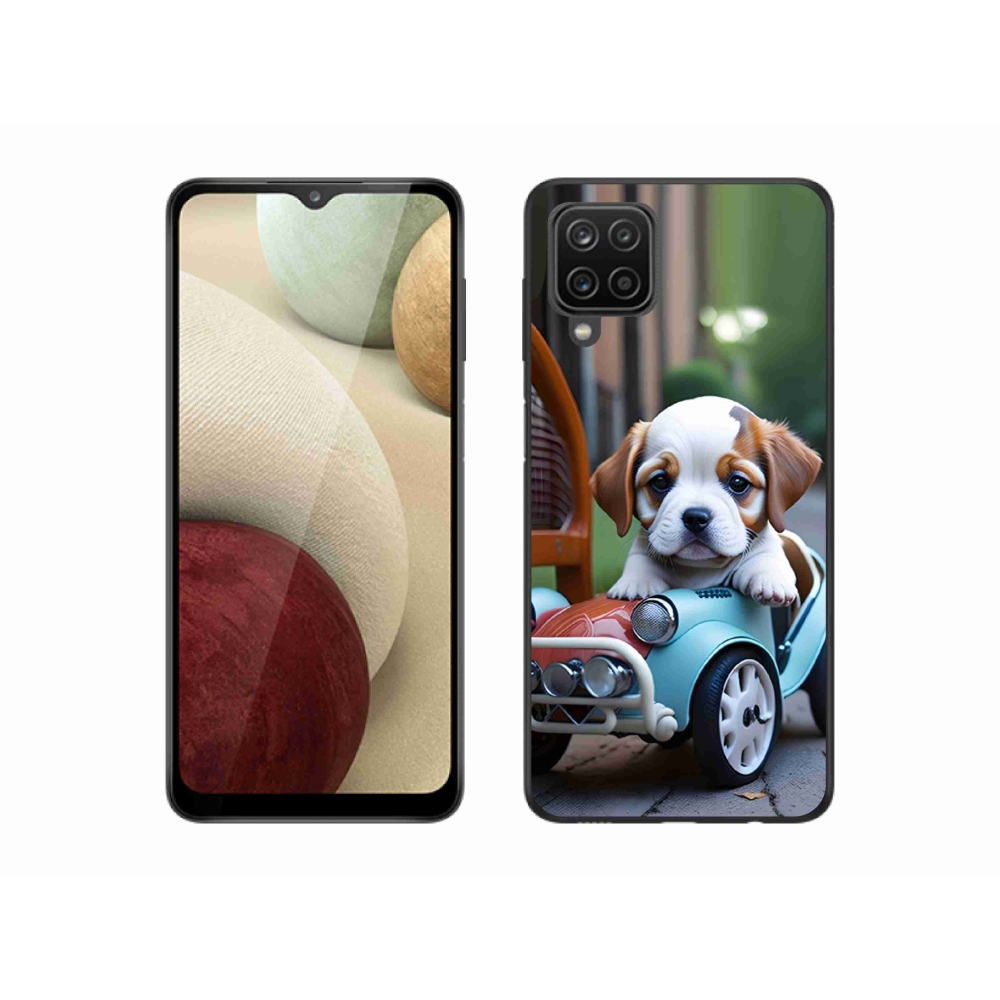 Gél borítás mmCase Samsung Galaxy M12 - kiskutya retro autóban