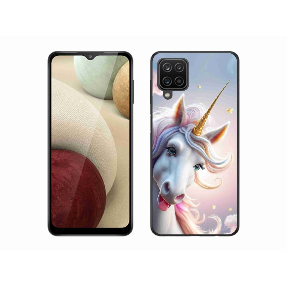 Gél védőhuzat mmCase Samsung Galaxy M12 készülékhez - vidám egyszarvú