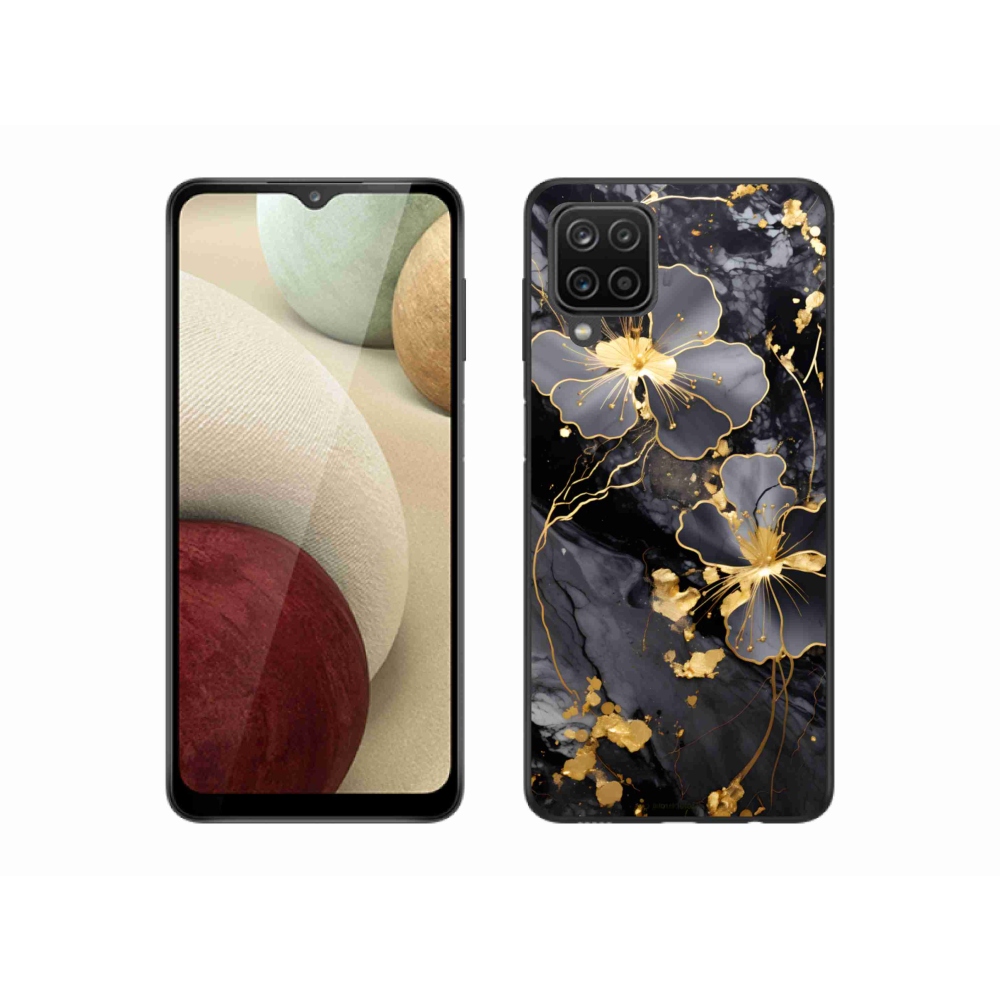 Gél védőhuzat mmCase Samsung Galaxy M12 - arany virágok