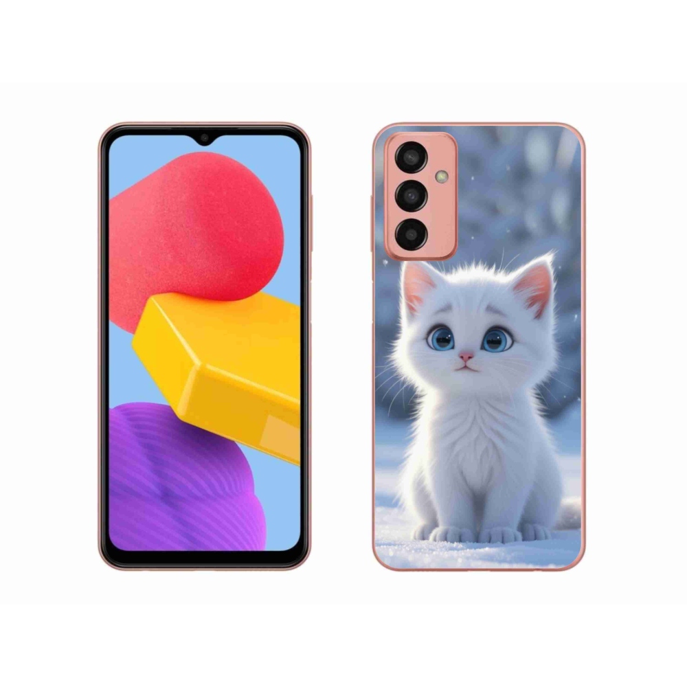 Gél védőhuzat mmCase Samsung Galaxy M13 készülékhez - fehér cica 3