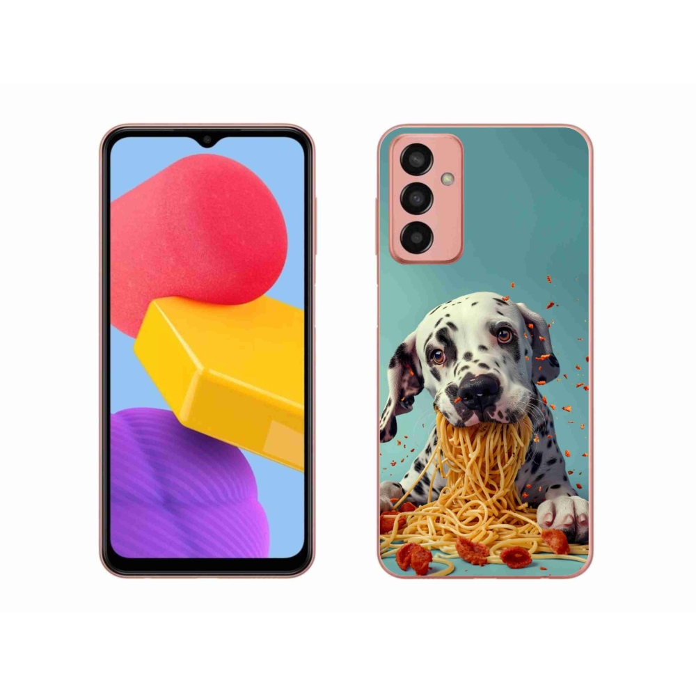 Zselés borítás mmCase Samsung Galaxy M13 készülékhez - Dalmata és spagetti
