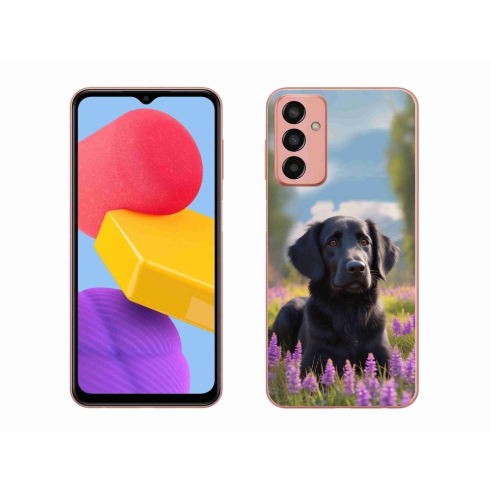 Zselés borítás mmCase Samsung Galaxy M13 készülékhez - elegáns fekete retriever