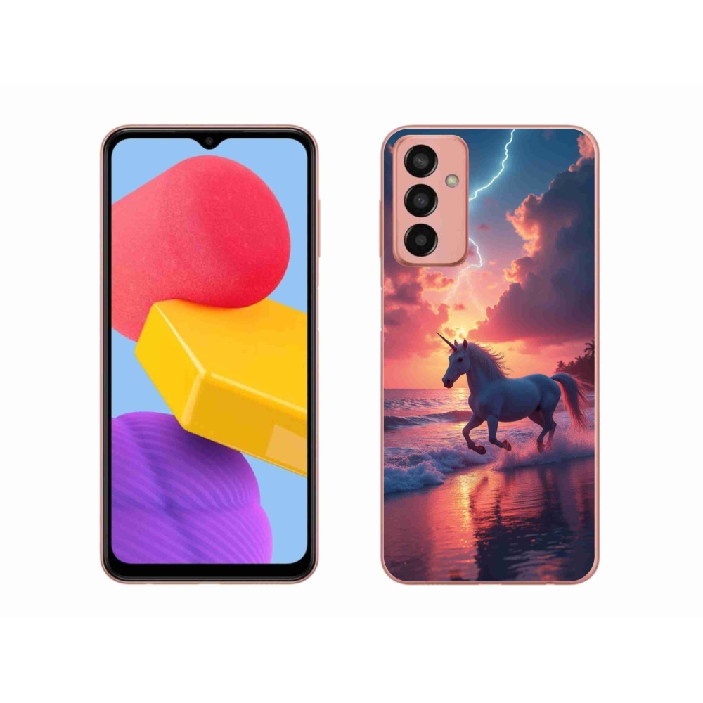 Zselés borító mmCase Samsung Galaxy M13 készülékhez - egyszarvú a tengerparton
