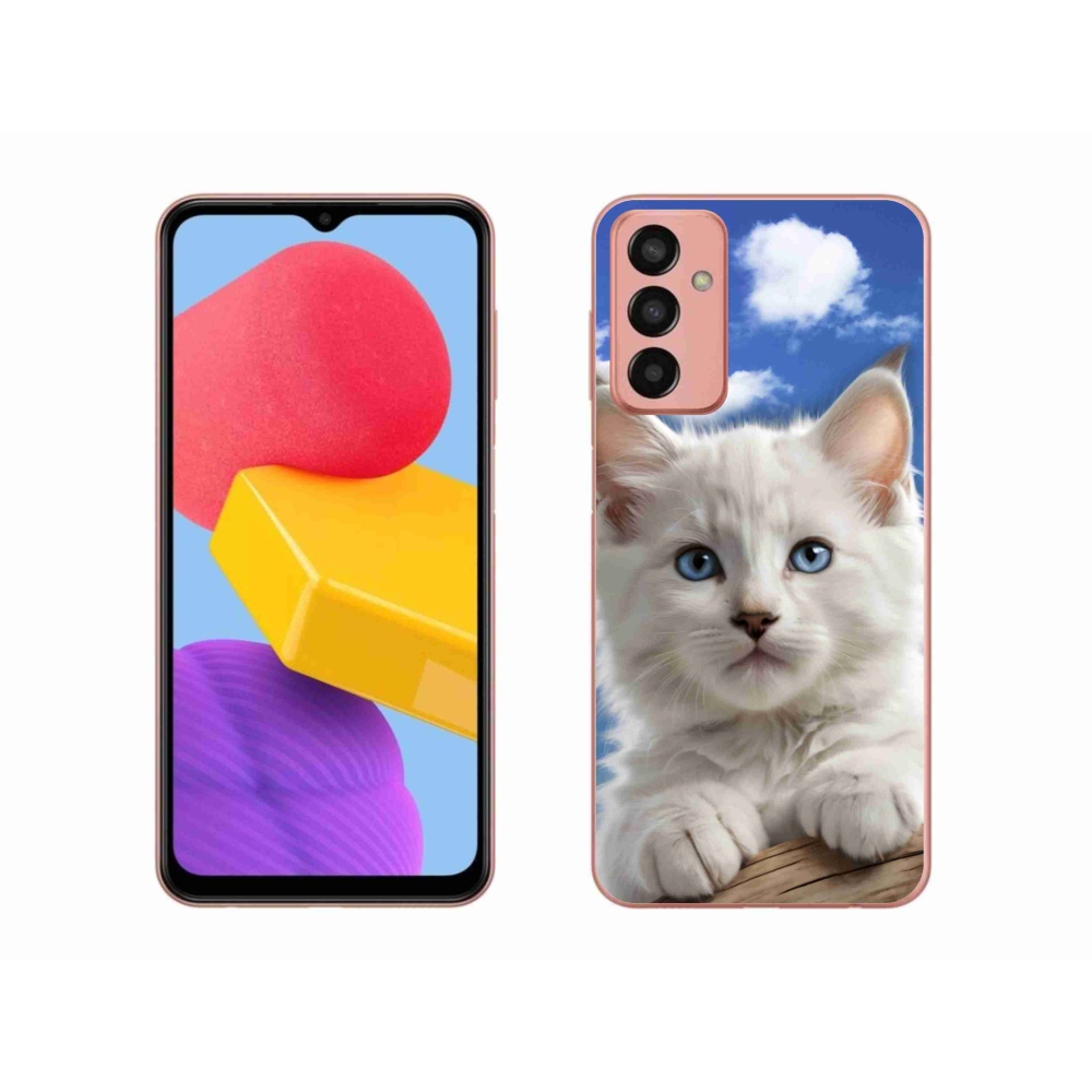 Gél borító mmCase Samsung Galaxy M13 készülékhez - cica és felhők