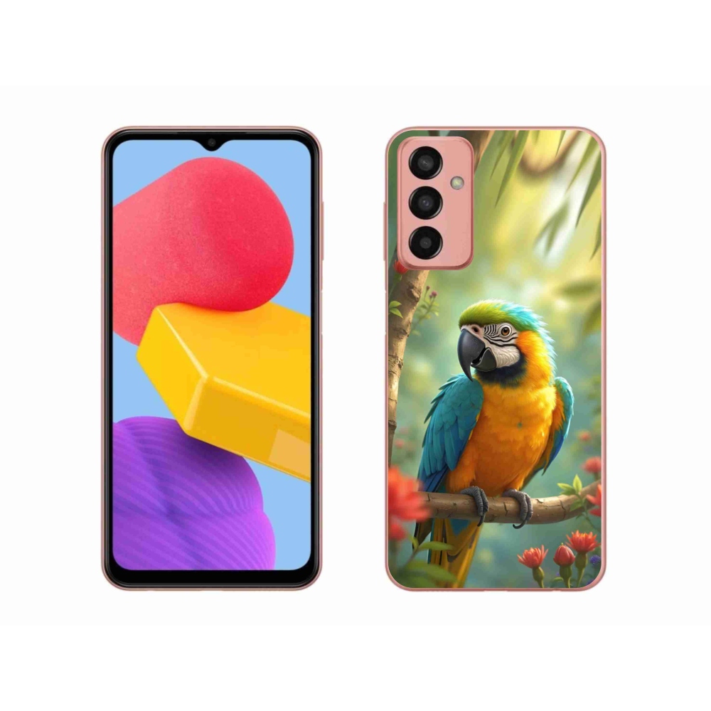 Gél borítás mmCase Samsung Galaxy M13 készülékhez - papagáj ara kék és sárga