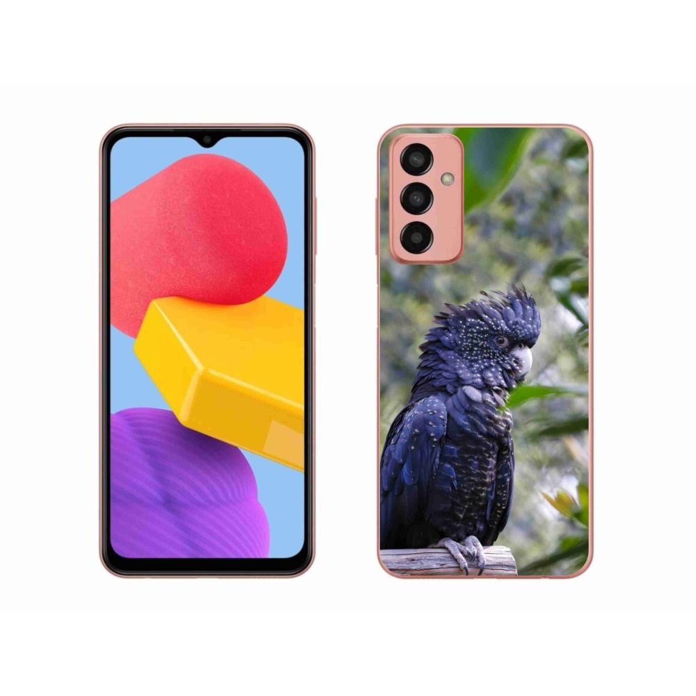Zselés borítás mmCase Samsung Galaxy M13 készülékhez - papagáj kakadu fekete