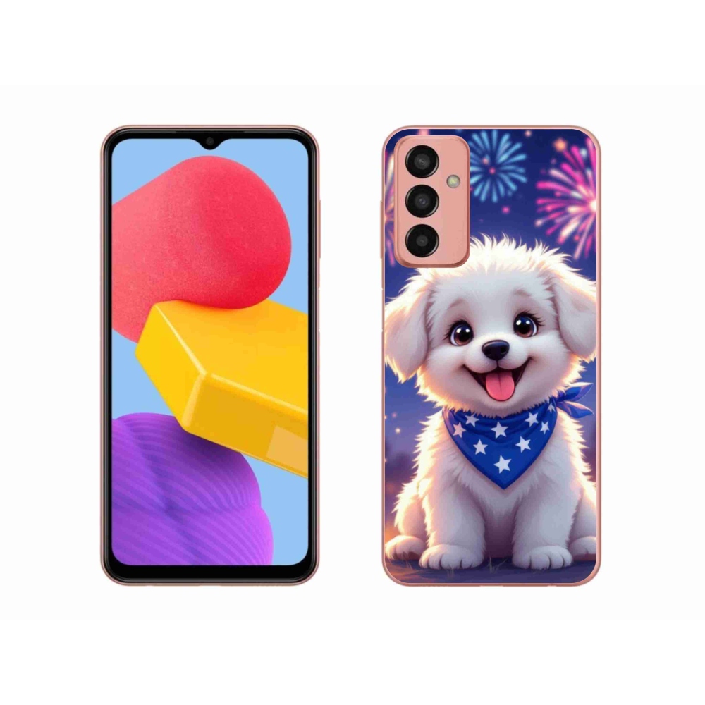 Gél borítás mmCase Samsung Galaxy M13 készülékhez - ünnepi kiskutya