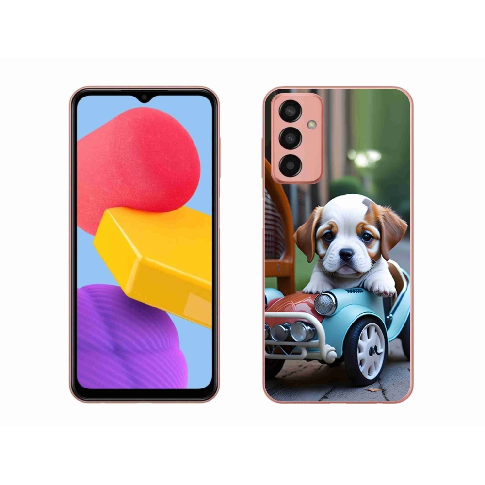 Gél borítás mmCase Samsung Galaxy M13 - kiskutya retro autóban