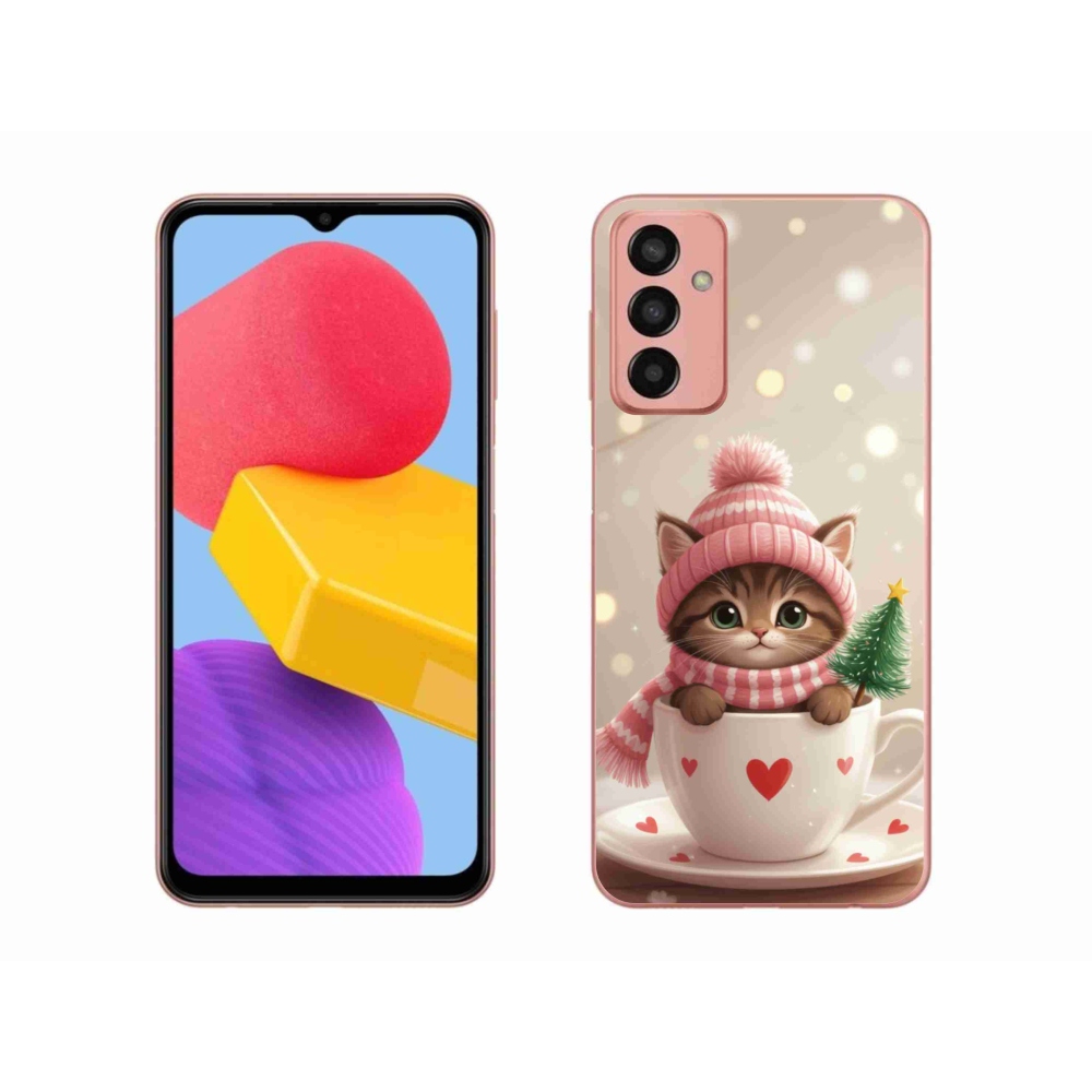 Gél borítás mmCase Samsung Galaxy M13 készülékhez - Karácsonyi cica a csészében
