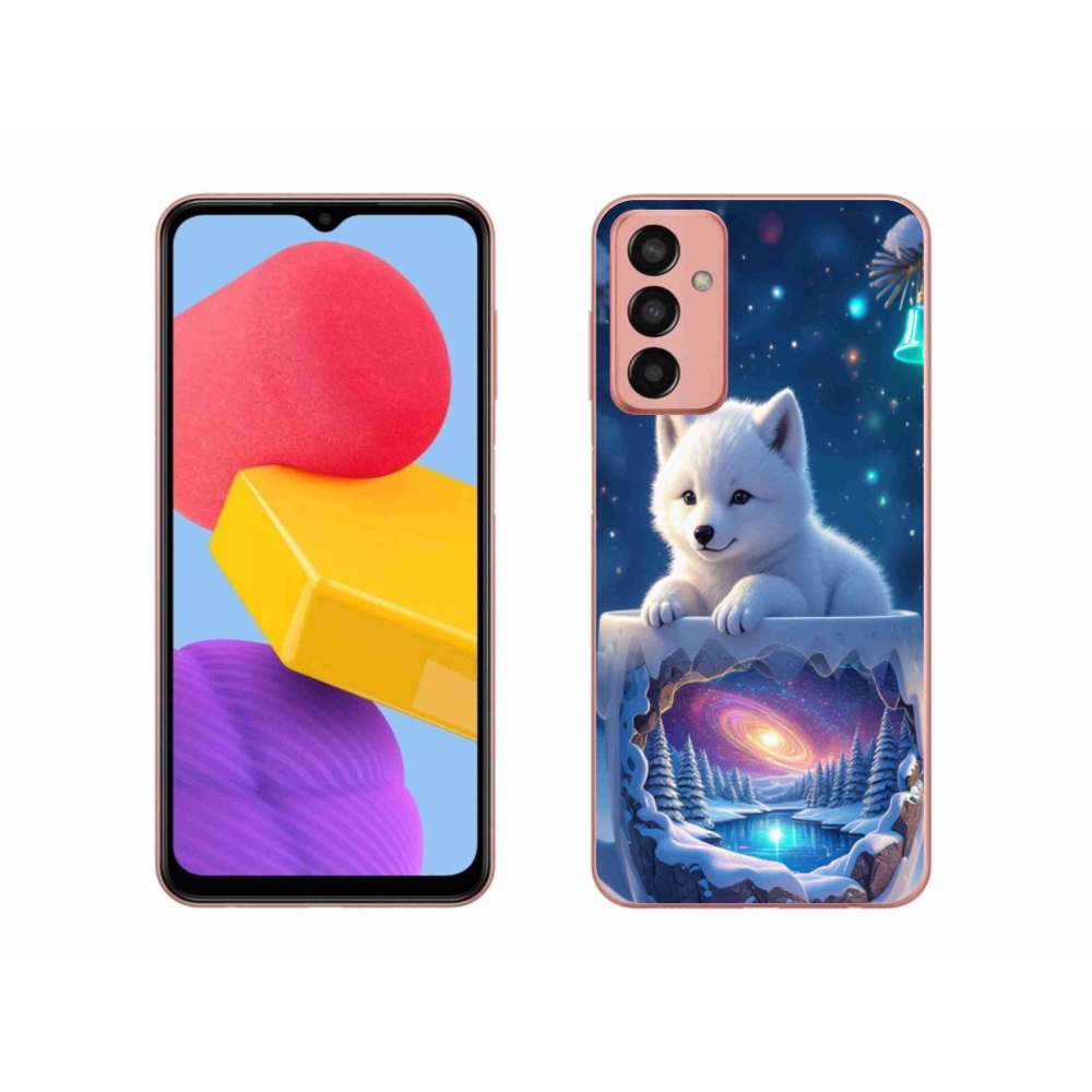 Gél borítás mmCase Samsung Galaxy M13 - Karácsonyi kölyökkutyakölyök