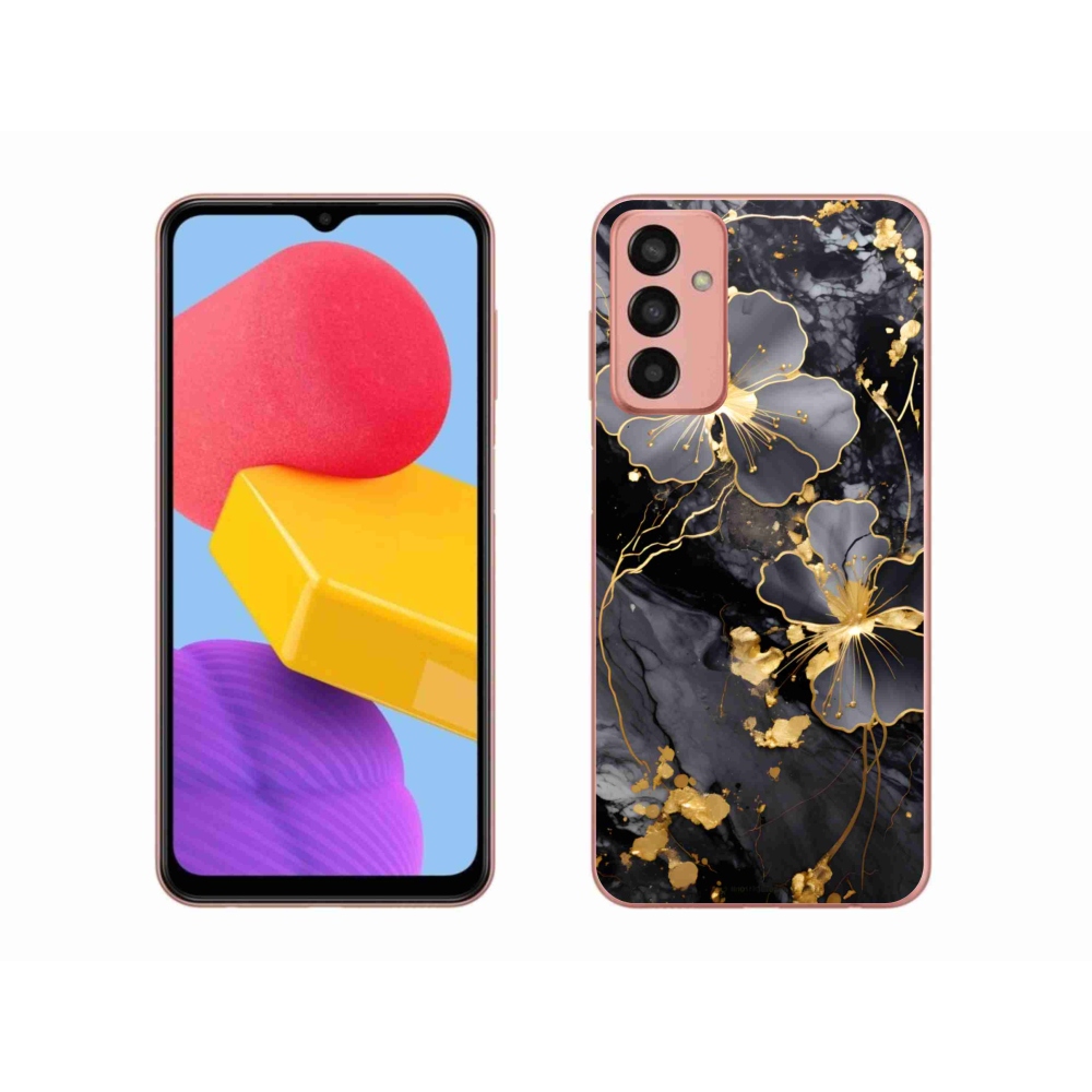 Gél borítás mmCase Samsung Galaxy M13 készülékhez - arany virágok