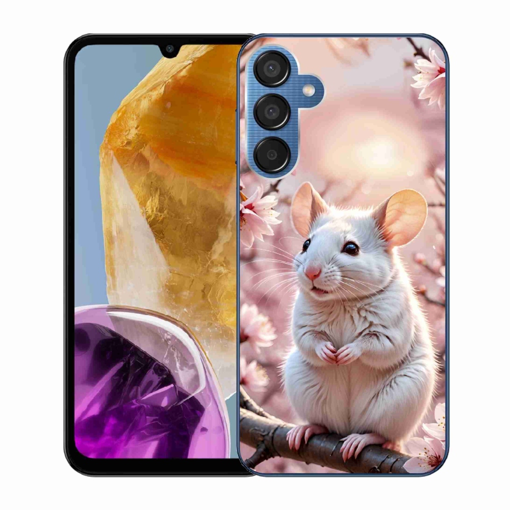 Zselés borítás mmCase Samsung Galaxy M15 5G - fehér egér az ágon