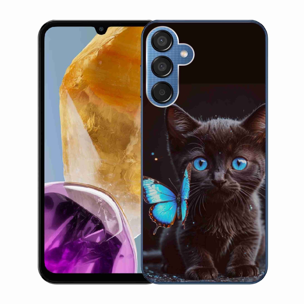 Gél védőhuzat mmCase Samsung Galaxy M15 5G - fekete cica 3