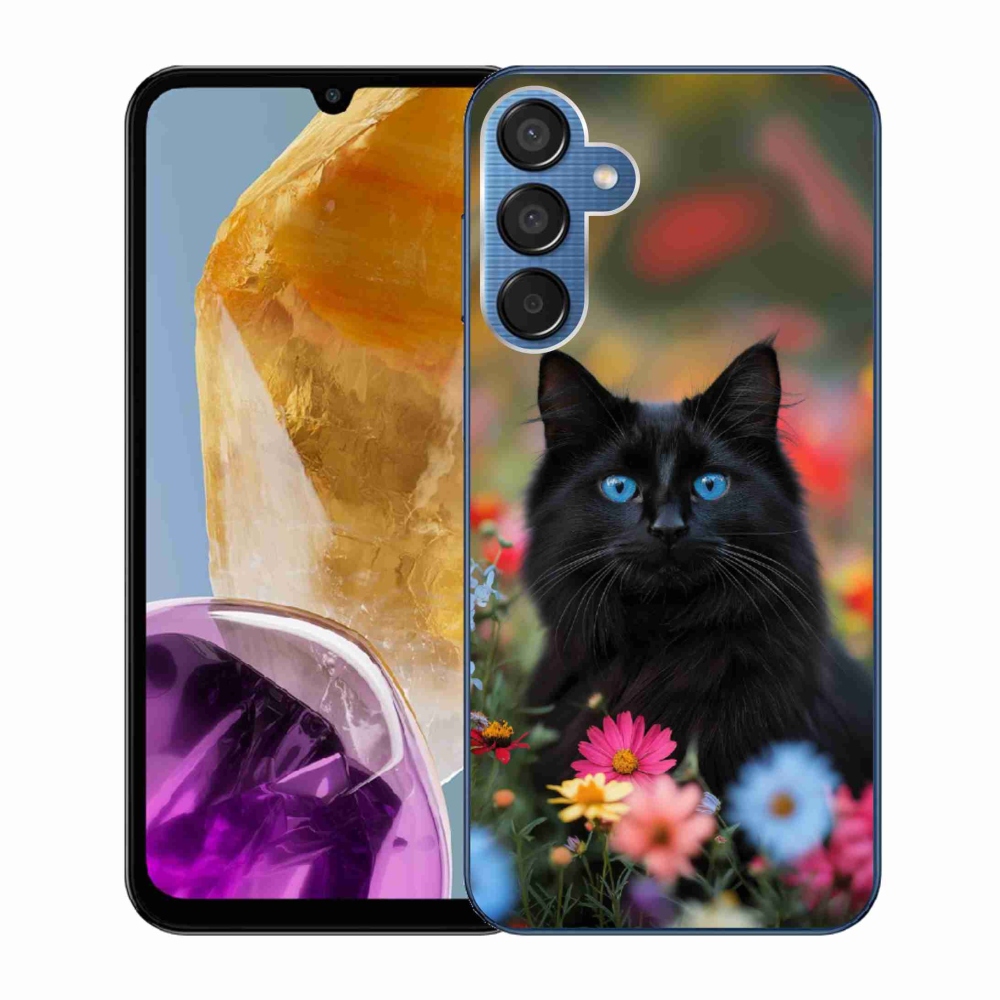 Gél védőhuzat mmCase Samsung Galaxy M15 5G - fekete cica 4
