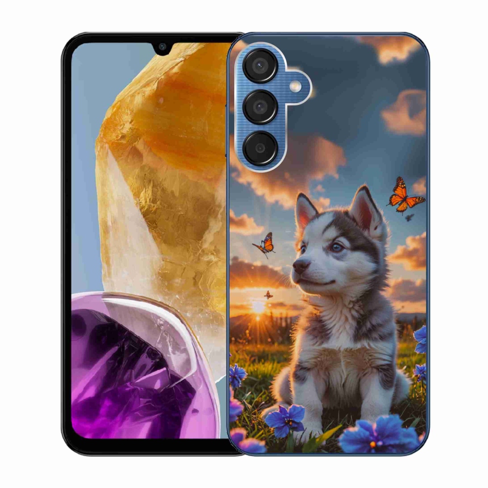 Zselés borítás mmCase Samsung Galaxy M15 5G - husky a naplementében