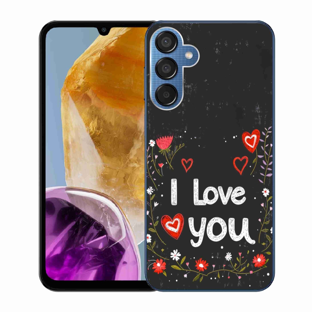 Gél borító mmCase Samsung Galaxy M15 5G - I love you fekete háttérrel