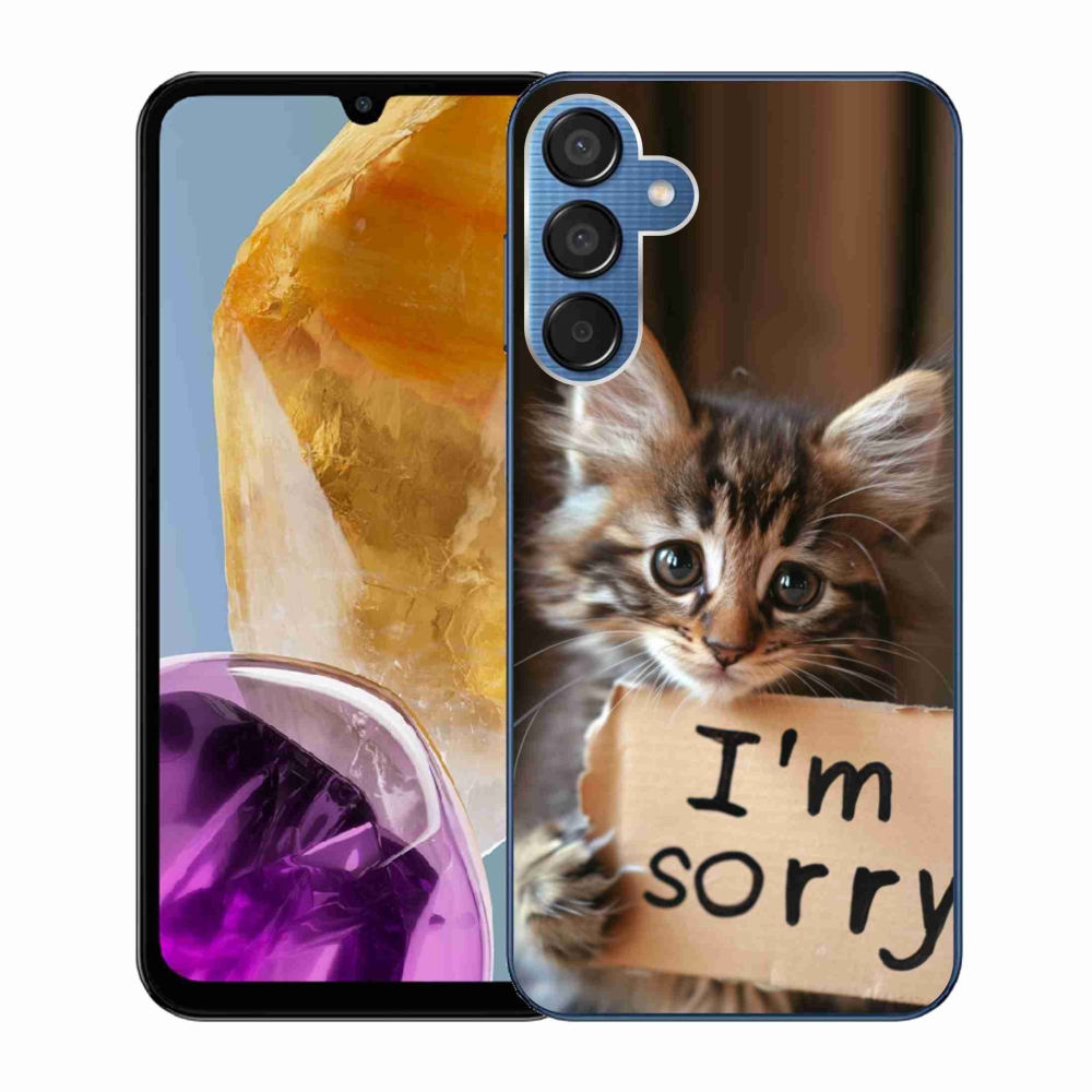 Gél borítás mmCase Samsung Galaxy M15 5G - macska bocsánatkérés