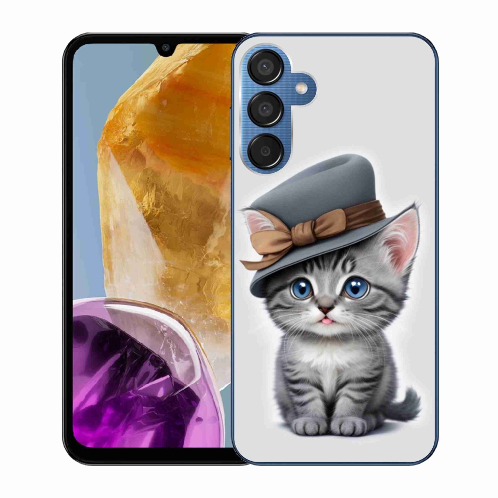 Zselés borítás mmCase Samsung Galaxy M15 5G - cica sapkával