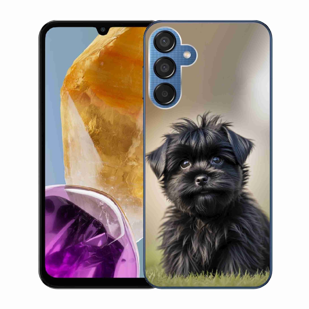 Zselés borítás mmCase Samsung Galaxy M15 5G - aranyos fekete kutya